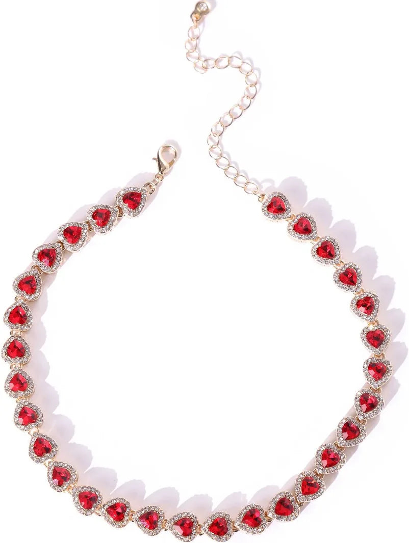 Gold plated chain with Red stones and CZ Stones